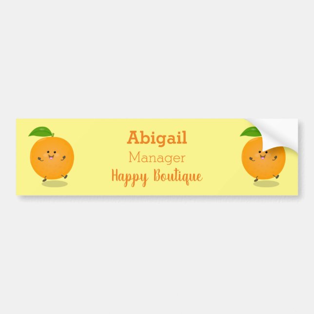 Cute dancing orange citrus fruit bumper sticker (Front)