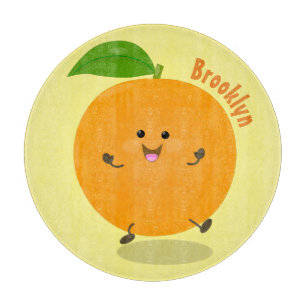 Cute dancing orange citrus fruit cutting board
