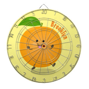 Cute dancing orange citrus fruit dartboard