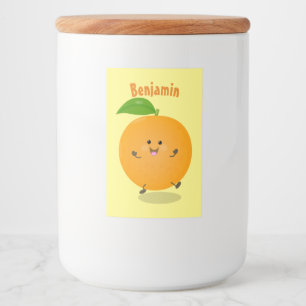 Cute dancing orange citrus fruit food label