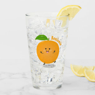 Cute dancing orange citrus fruit glass