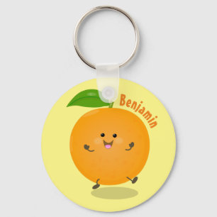 Cute dancing orange citrus fruit key ring