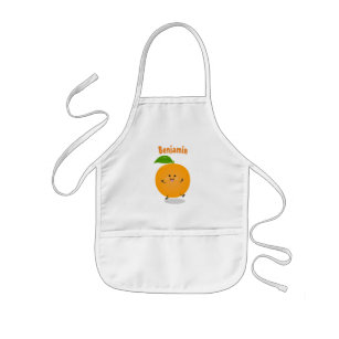 Cute dancing orange citrus fruit kids' apron