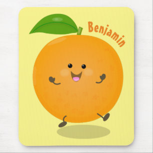 Cute dancing orange citrus fruit mouse pad