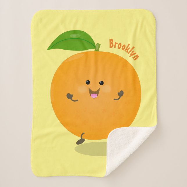 Cute dancing orange citrus fruit  sherpa blanket (Front)