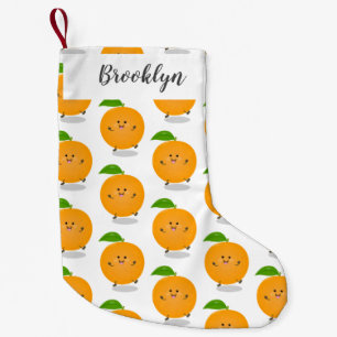 Cute dancing orange citrus fruit  small christmas stocking