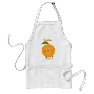 Cute dancing orange citrus fruit standard apron