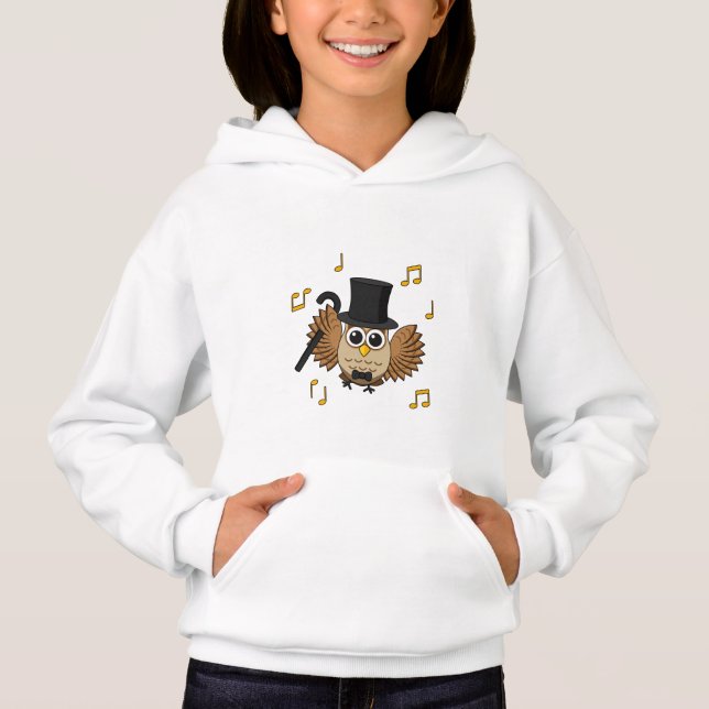 Cute Dancing Owl with Music Notes Cartoon (Front)