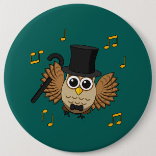 Cute Dancing Owl with Music Notes Cartoon 6 Cm Round Badge