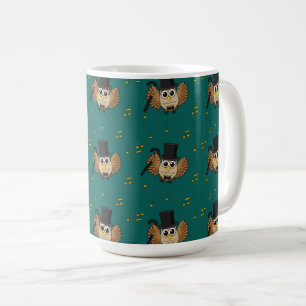 Cute Dancing Owl with Music Notes Cartoon Coffee Mug