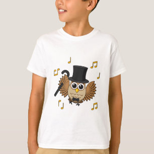 Cute Dancing Owl with Music Notes Cartoon T-Shirt