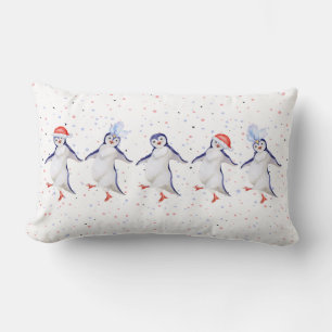 Cute Dancing Penguin Christmas Lumbar Cushion