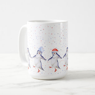 Cute Dancing Penguins Christmas Coffee Mug