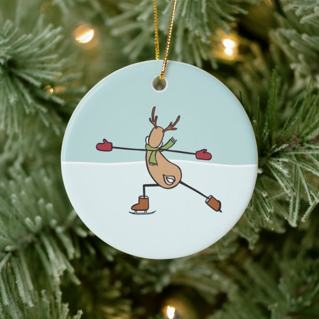 Cute Dancing Reindeer Ceramic Ornament (Tree)