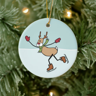 Cute Dancing Reindeer Ceramic Ornament