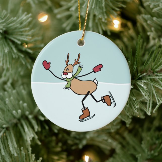 Cute Dancing Reindeer Ceramic Ornament (Tree)