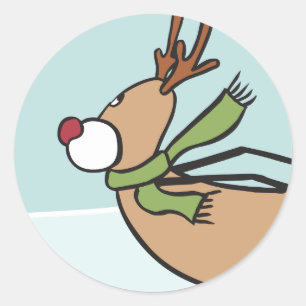 Cute Dancing Reindeer - Christmas Classic Round Sticker