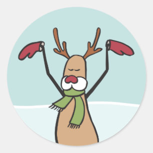 Cute Dancing Reindeer - Christmas Classic Round Sticker