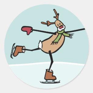 Cute Dancing Reindeer - Christmas Classic Round Sticker