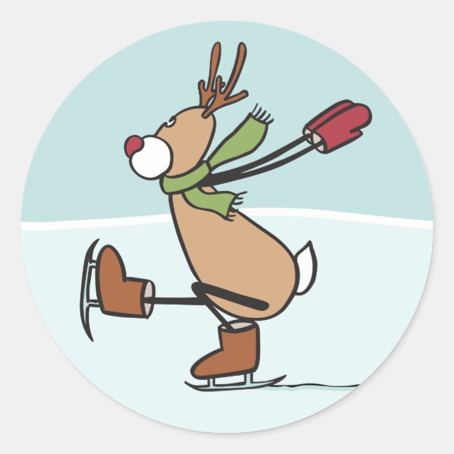 Cute Dancing Reindeer - Christmas Classic Round Sticker (Front)