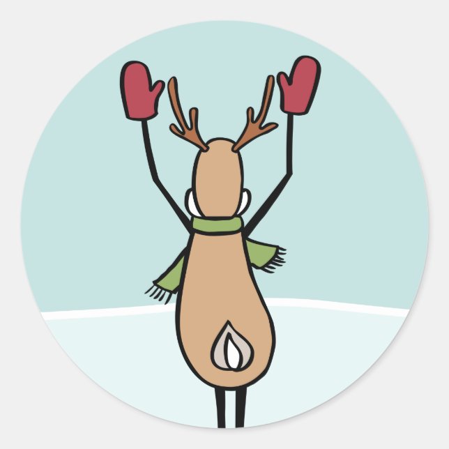 Cute Dancing Reindeer - Christmas Classic Round Sticker (Front)