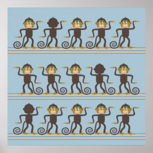 Cute dancing safari pattern, boy's room poster