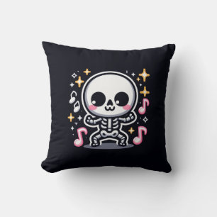 Cute Dancing Skeleton Halloween Kawaii Spooky Cushion