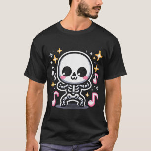 Cute Dancing Skeleton Halloween Kawaii Spooky Vibe T-Shirt