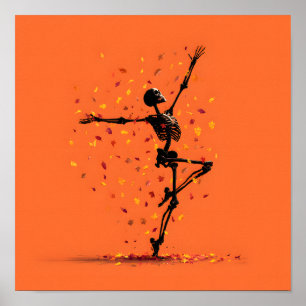 Cute Dancing Skeleton Poster