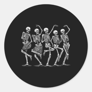 Cute Dancing Skeletons Halloween Costume Women Gir Classic Round Sticker