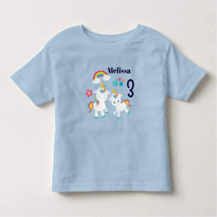 Cute Dancing Unicorns Magical Rainbow Birthday Toddler T-Shirt
