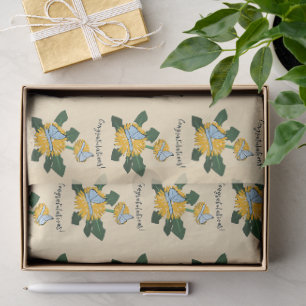 Cute Dandelion Butterflies Congratulations Yellow Tissue Paper