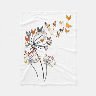 Cute Dandelion Chickens Lover Shirts For Women Gir Fleece Blanket