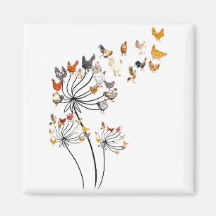 Cute Dandelion Chickens Lover Shirts For Women Gir Magnet