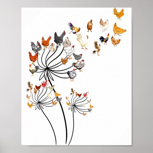 Cute Dandelion Chickens Lover Shirts For Women Gir Poster (Front)