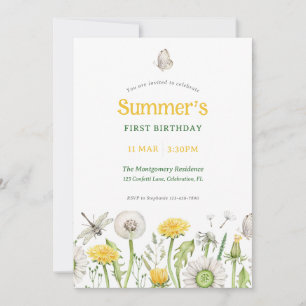 Cute Dandelion Garden Birthday Party Invitation