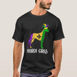 Cute Dane Dog Lover Mardi Gras Party Jester Mask T-Shirt