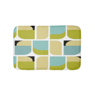 Cute Danish Modern Yellow and Turquoise Geometric Bath Mat