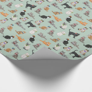 Cute Dapper Kitties Cat Pattern Wrapping Paper