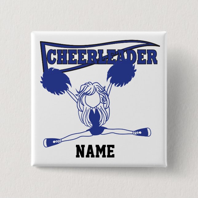 Cute Dark Blue Cheerleader Girl | DIY Name 15 Cm Square Badge (Front)