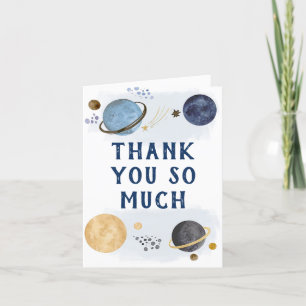 Cute Dark Blue Galaxy Space Baby Shower Thank You Card