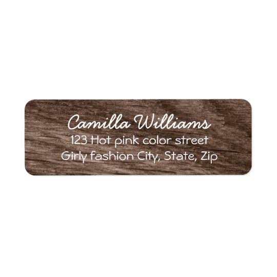 Cute, dark brown rustic wood grain return address return address label