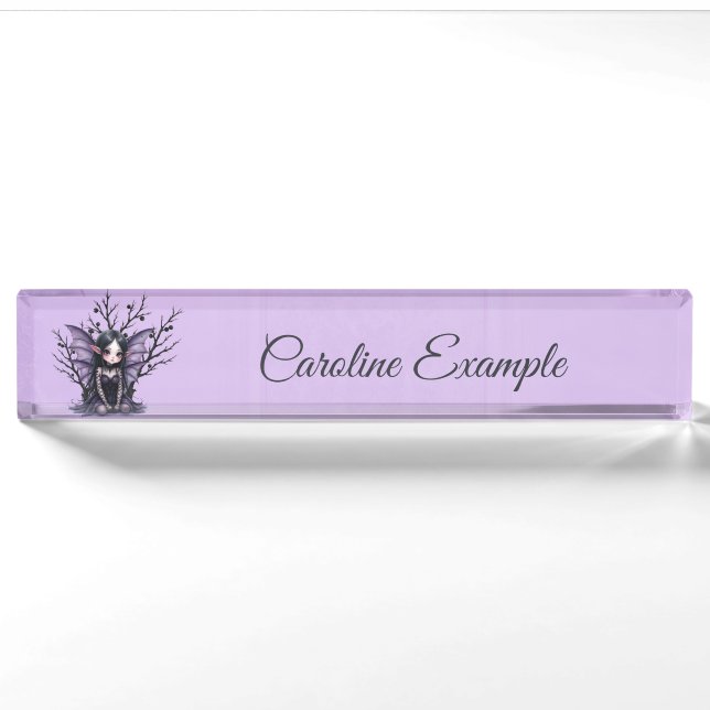 Cute Dark Fairy with Bat Wings.  Nameplate (Front)