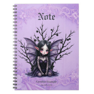 Cute Dark Fairy with Bat Wings. Notebook