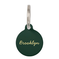 Cute dark green gold custom script name info dog