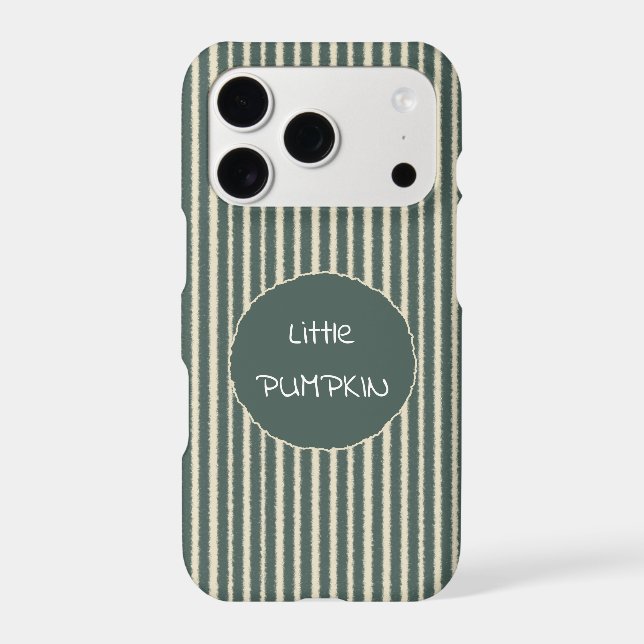 Cute Dark Green Stripes Little Pumpkin (Back)