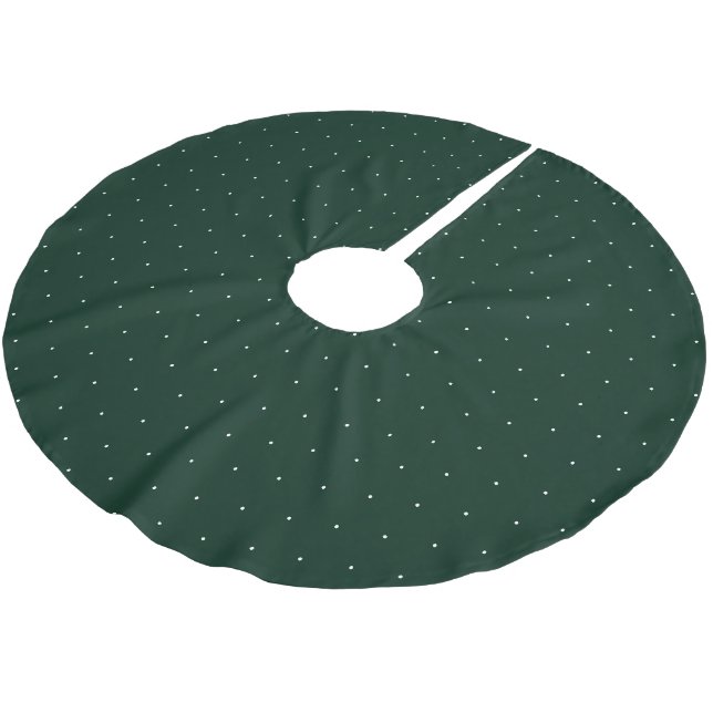 Cute dark green tiny polka dots pattern Christmas Brushed Polyester Tree Skirt (Angled)