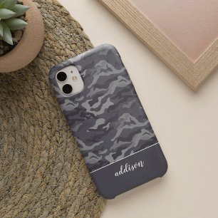 Cute Dark Grey Camo Personalised iPhone 16 Case