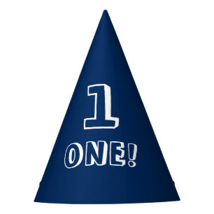 Cute dark navy blue custom number year birthday party hat