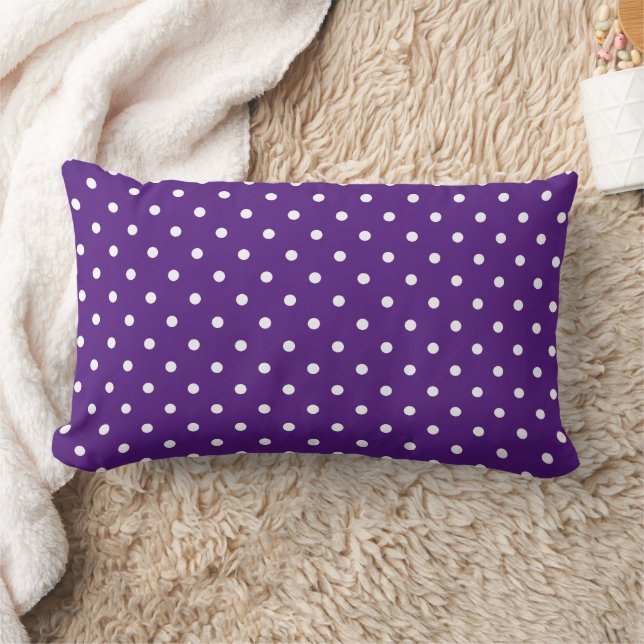 Cute Dark Purple Polka Dots Pattern Lumbar Cushion (Blanket)